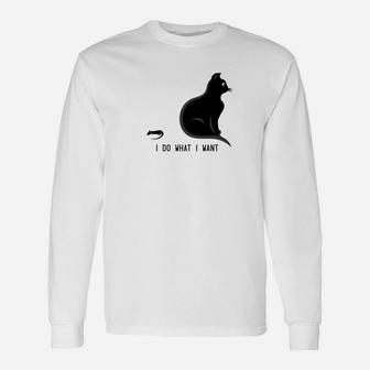 Black Cat Dead Mouse I Do What I Want Long Sleeve T-Shirt - Seseable