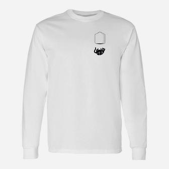 Black Cat In Pocket And Falls Cat Long Sleeve T-Shirt - Seseable