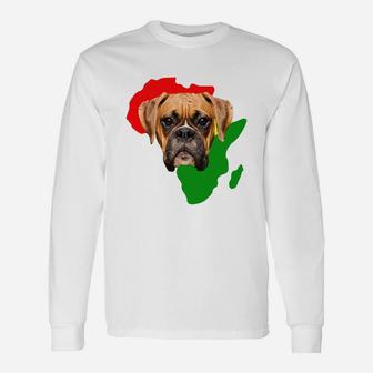 Black History Month African Map Boxer For Pet Lovers Proud Black Long Sleeve T-Shirt - Seseable