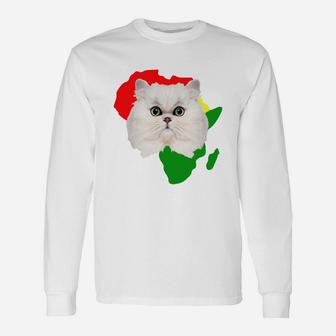 Black History Month African Map Persian For Pet Lovers Proud Black Long Sleeve T-Shirt - Seseable