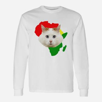Black History Month African Map Turkish Van For Pet Lovers Proud Black Long Sleeve T-Shirt - Seseable
