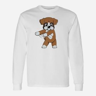 Boxer Dog Floss Like A Boss Dance Dog Premium Long Sleeve T-Shirt - Seseable