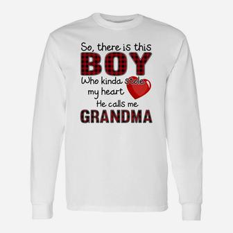 The Boy Stole My Heart Calls Me Grandma Heart Grandma Long Sleeve T-Shirt - Seseable