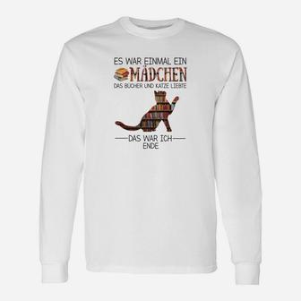 Bücherliebhaber Mädchen Langarmshirts, Katzen & Literatur Motiv - Seseable