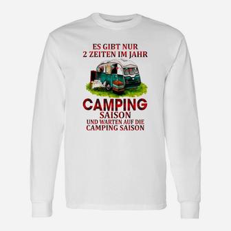 Camping-Liebhaber Langarmshirts mit Camping Saison und Warten Motiv - Seseable