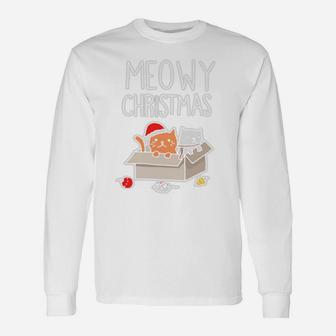 Cat Christmas Ugly Sweater Cat Christmas Shirt Long Sleeve T-Shirt - Seseable