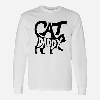 Cat Daddy Cat Dad Simple Minimalist Lettering Long Sleeve T-Shirt - Seseable