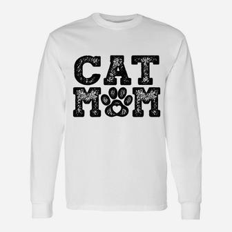 Cat Cat Mom Crazy Paw Lover Lady Long Sleeve T-Shirt - Seseable
