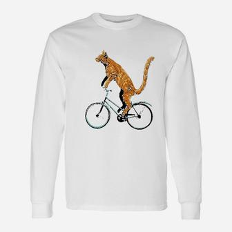 Cat Riding Bicycle Cat For A Cyclist Long Sleeve T-Shirt - Seseable