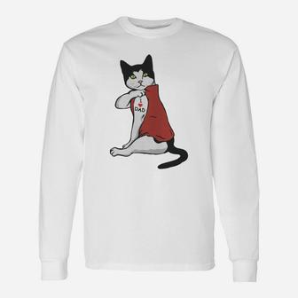 Cat Tattoo I Love Dad Fathers Day 2020 Long Sleeve T-Shirt - Seseable