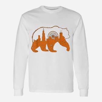 Chicago City Apparel Downtown Walking Bear Silhouette Long Sleeve T-Shirt - Seseable