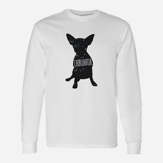 Chihuahua Dog Silhouette Long Sleeve T-Shirt - Seseable