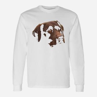 Chocolate Lab Labrador Retriever Dog Head Long Sleeve T-Shirt - Seseable