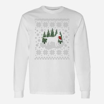 Christmas Black Labrador Silhouette Santa Hat Long Sleeve T-Shirt - Seseable