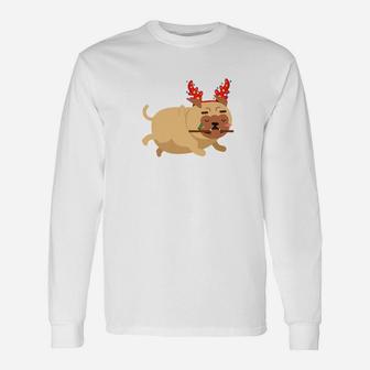 Christmas Bulldogs Antlers Xmas Christmas Tee Long Sleeve T-Shirt - Seseable