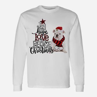 Christmas White English Bulldog Long Sleeve T-Shirt - Seseable