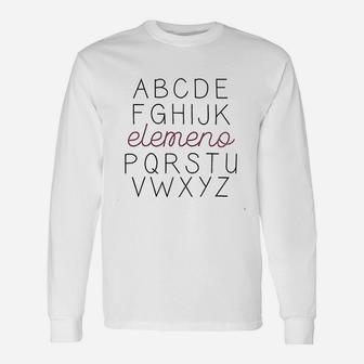 Chulianyouhuo Women Abc Letters Elemeno Teacher Sayings Long Sleeve T-Shirt - Seseable