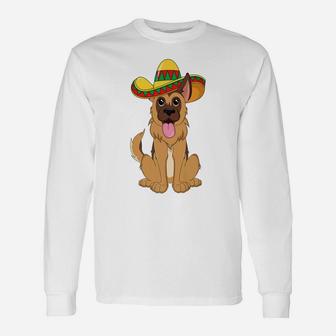 Cinco De Mayo German Shepherd Dog Sombrero Long Sleeve T-Shirt - Seseable