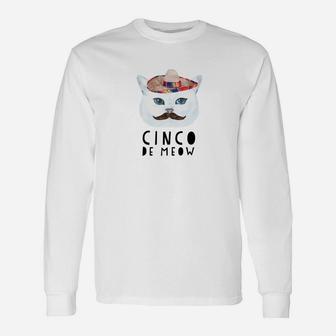 Cinco De Meow Mexican De Mayo Cat Long Sleeve T-Shirt - Seseable