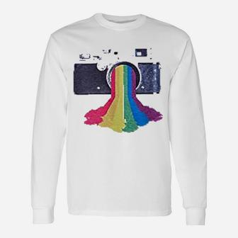 Classic Vintage Rainbow Camera Photographer Long Sleeve T-Shirt - Seseable