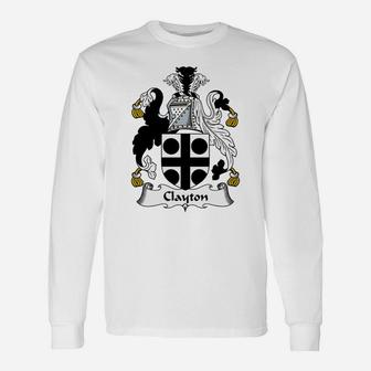 Clayton Crest / Coat Of Arms British Crests Long Sleeve T-Shirt | Seseable CA