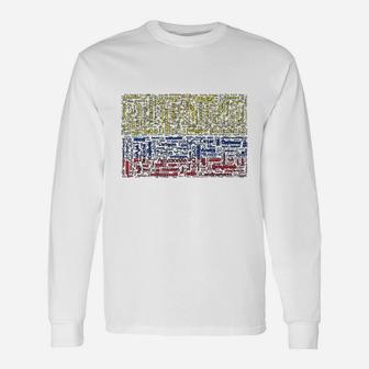 Colombian Flag With Colombian Cities Word Art Long Sleeve T-Shirt - Seseable