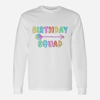Colorful Mom Dad Crew Matching Siblings Birthday Squad Long Sleeve T-Shirt - Seseable
