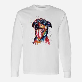Colorful Rottweiler Dog Lovers Long Sleeve T-Shirt - Seseable