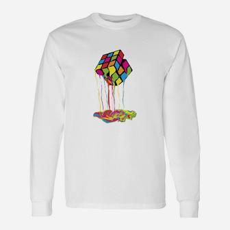 Colorfull Melting Rubik Rubix Rubics Cube Long Sleeve T-Shirt - Seseable