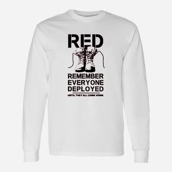 Combat Boots Red Friday Remember Everyone Deployed Long Sleeve T-Shirt - Seseable
