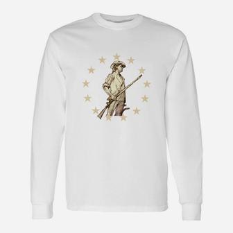 Concord Minuteman Drawing Long Sleeve T-Shirt - Seseable