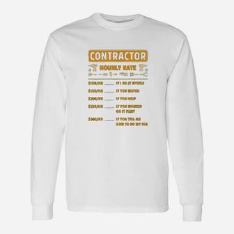 Contractor Hourly Rate Price Chart Labor Handyman Long Sleeve T-Shirt - Seseable