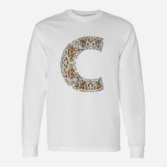 Cool Letter C Initial Name Leopard Cheetah Long Sleeve T-Shirt - Seseable