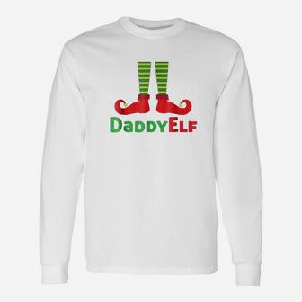 Cute Daddy Elf Matching Pj Christmas Pajama Long Sleeve T-Shirt - Seseable
