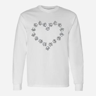 Cute Dog Paws Print Dog Paw Print Ornament Heart Love Long Sleeve T-Shirt - Seseable