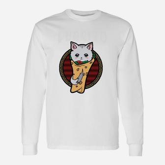 Cute Purrito Burrito Cat Ca Cat Lover Long Sleeve T-Shirt - Seseable
