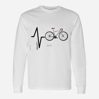 Cycling Heartbeat Cycling Themed Cycling Lovers Long Sleeve T-Shirt - Seseable