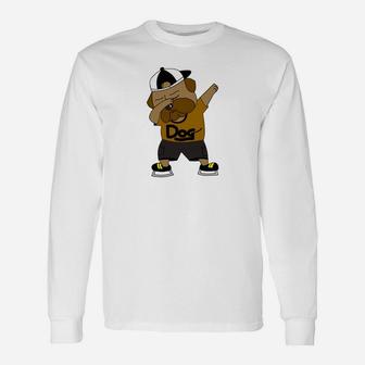 Dabbing English Bulldog Ice Skater Cute Dab Long Sleeve T-Shirt - Seseable