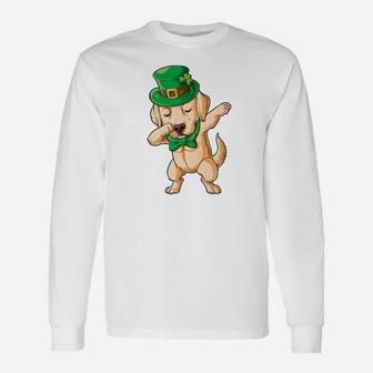 Dabbing Labrador St Patricks Day Boys Men Dog Long Sleeve T-Shirt - Seseable