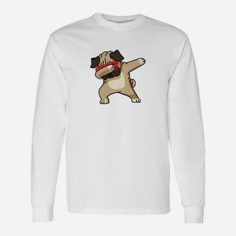 Dabbing Pug Langarmshirts, Lustiges Hundemotiv für Pug Fans - Seseable