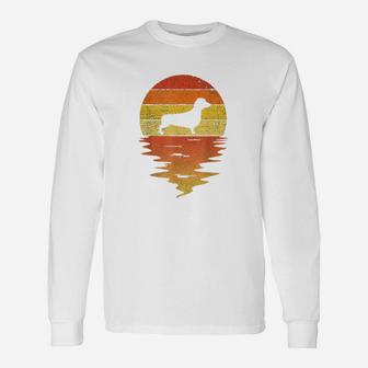 Dachshund 70s Vintage Retro Sunset Dachshund Long Sleeve T-Shirt - Seseable