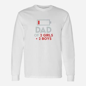 Dad Of 2 Girls 2 Boys Shirt Fathers Day Daughter Son Long Sleeve T-Shirt - Seseable