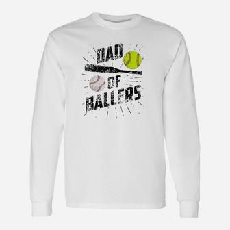 Dad Of Ballers Baseball Softball Game Fathers Day Long Sleeve T-Shirt - Seseable