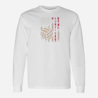 Dad Volleyball Coach Legend Distressed Flag Patriotic Shirt Long Sleeve T-Shirt - Seseable