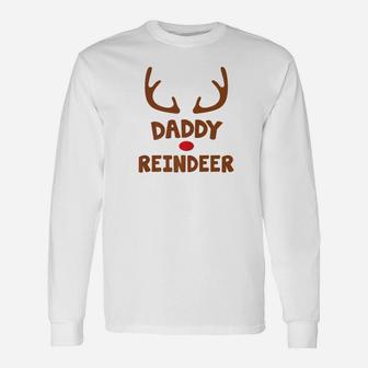 Daddy Christmas Reindeer Face Costume Long Sleeve T-Shirt - Seseable