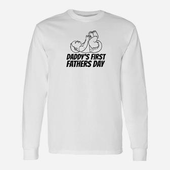 Daddys First Fathers Day Dad Christmas Long Sleeve T-Shirt - Seseable