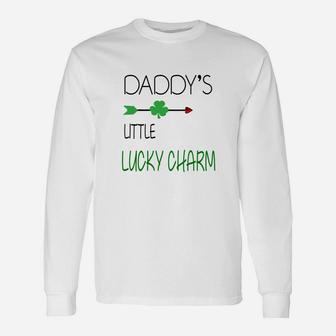 Daddys Little Lucky Charm Cute St Patricks Day Long Sleeve T-Shirt - Seseable