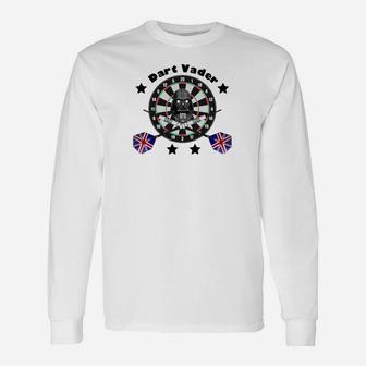 Darth Vader Dartboard Langarmshirts mit Britischen Flaggenflügeln, Star Wars Fanartikel - Seseable