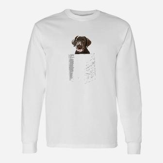 Dog In Your Pocket Chocolate Lab Long Sleeve T-Shirt - Seseable