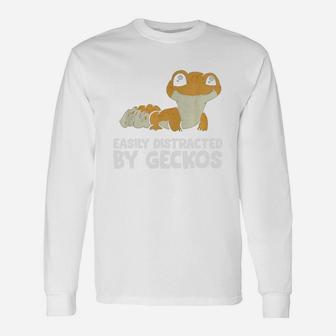 Easily Distracted By Geckos Leopard Gecko Long Sleeve T-Shirt - Seseable